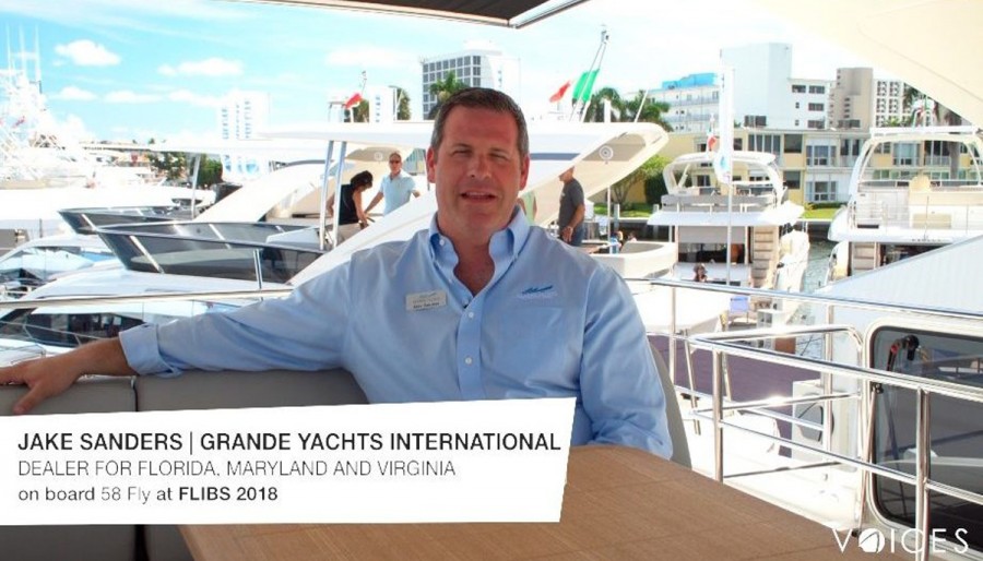 “THE ABSOLUTE VOICES”. At FLIBS 2018, we met Jake Sanders of Grande Yachts International on board the 58 FLY