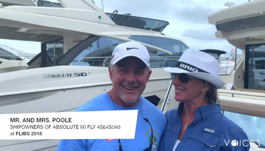 “The Absolute Voices”. I coniugi Poole al FLIBS 2018 e il loro “4SeaSons”, una Absolute 60 FLY.